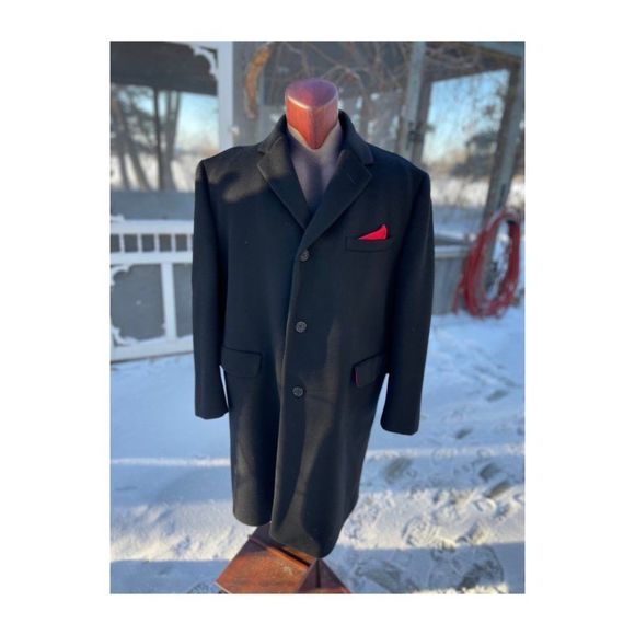 Savile Row Hand Tailored Black Virgin Wool Coat Overcoat Contour Cut - Picture 2 of 11